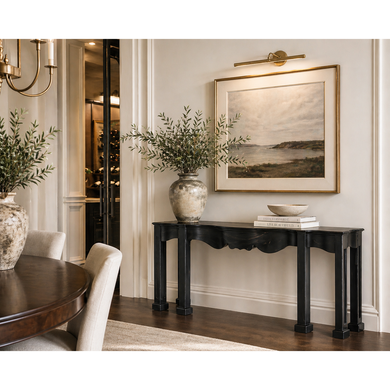 Estate Console Hand Rubbed Black - Table Side View | Bone & Brass