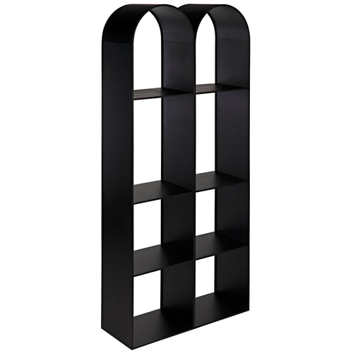 Luna Arched Black Steel Bookcase
