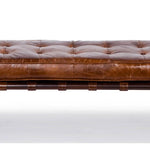 Tufted Chestnut Leather Gallery Bench