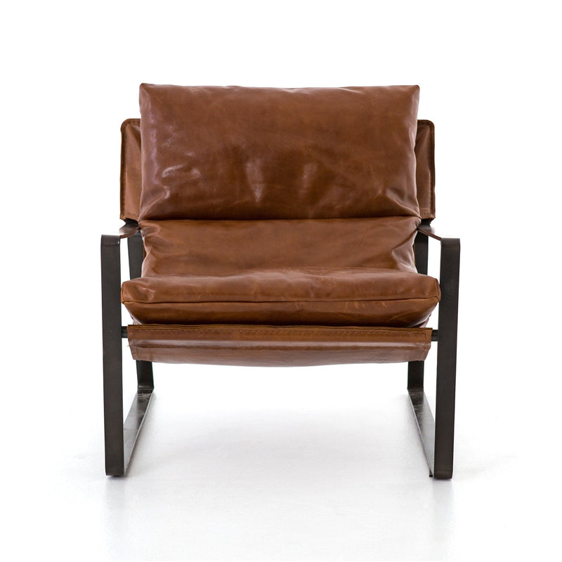 Emilio Brown Leather Sling Chair