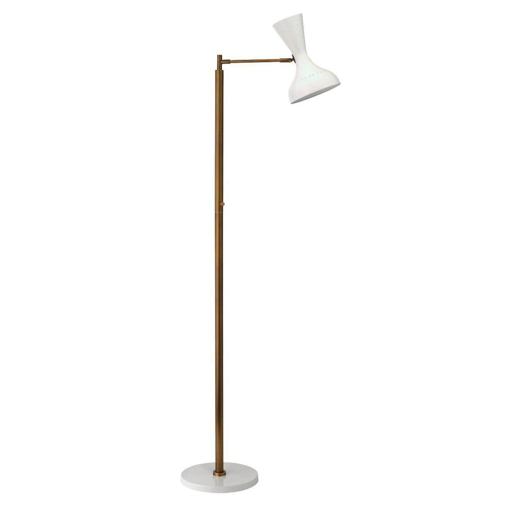 Pisa White & Brass Swing Arm Floor Lamp