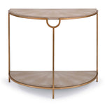 Vogue Shagreen Demilune Console Ivory Grey and Brass