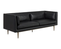Batavia Black Leather Channeled Sofa