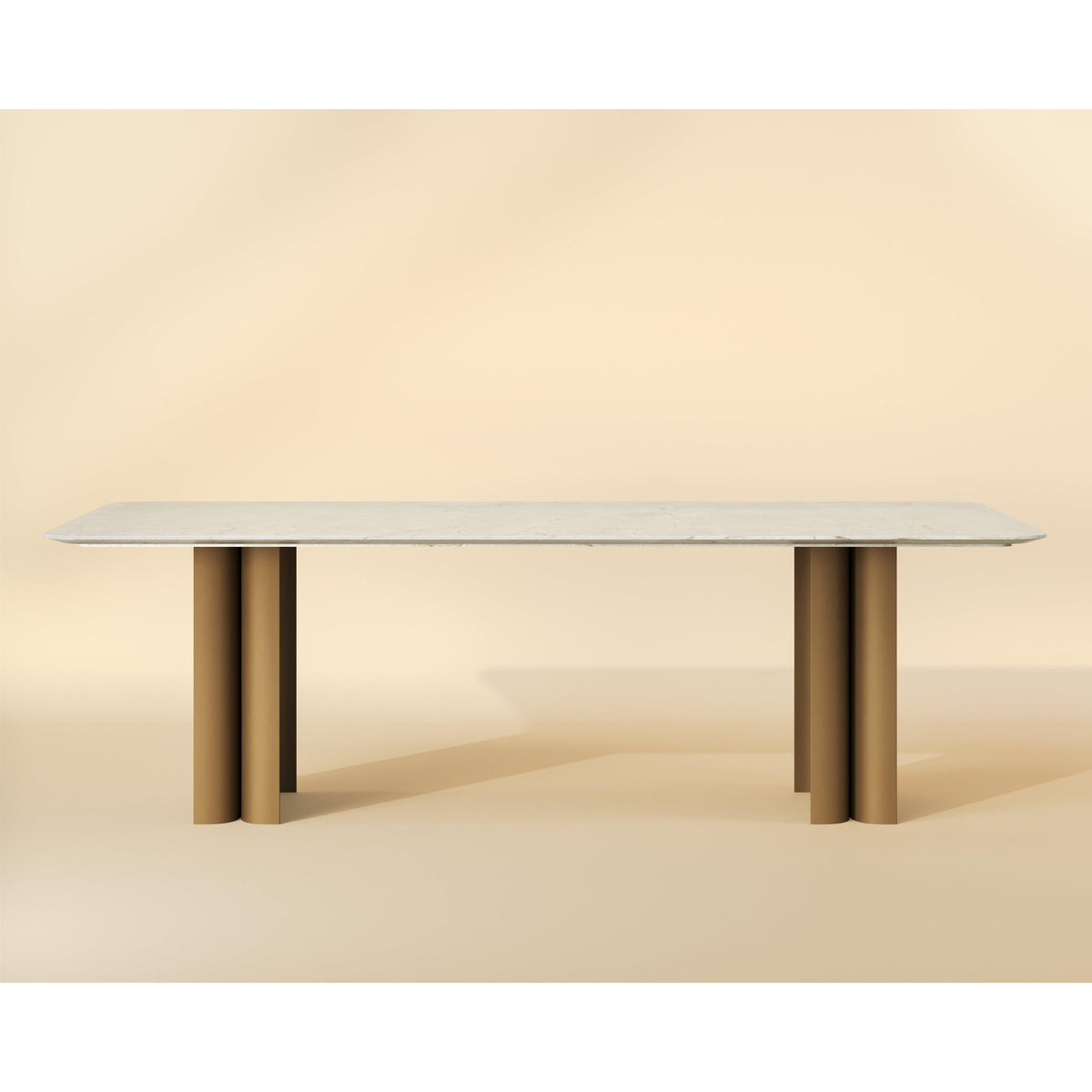 Astara Marble & Antique Gold Rectangle Dining Table - Table View | Bone & Brass