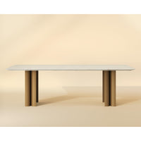 Astara Marble & Antique Gold Rectangle Dining Table - Table View | Bone & Brass