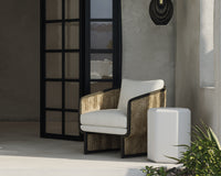 Olbia Natural Rattan & Boucle Outdoor Lounge Chair