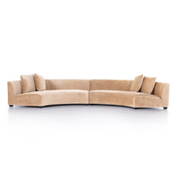 Camel colored curved sectional