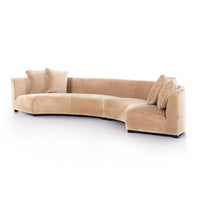 Camel colored curved sectional