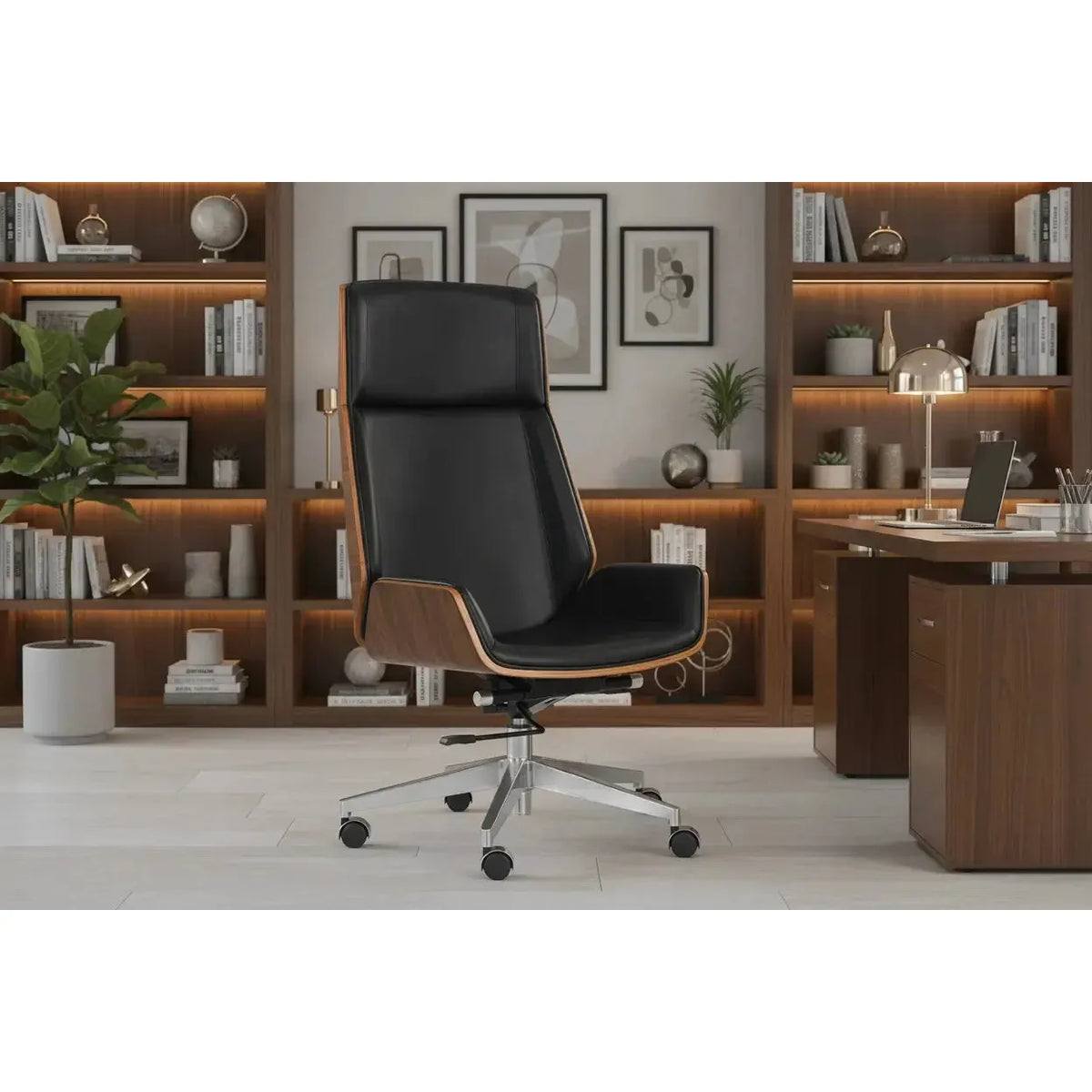 Rhett Office Chair - Dillon Black - Chair Side View | Bone & Brass