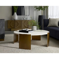 Gallus Coffee Table - Bone - Table Side View | Bone & Brass