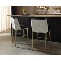 Joplin Barstool - Cantina Black | Vera White Pepper - Stool Side View | Bone & Brass