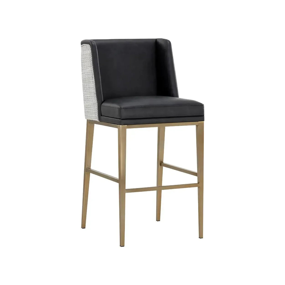 Joplin Barstool - Cantina Black | Vera White Pepper | Bone & Brass