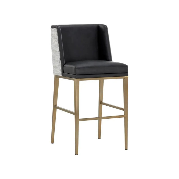 Joplin Barstool - Cantina Black | Vera White Pepper | Bone & Brass