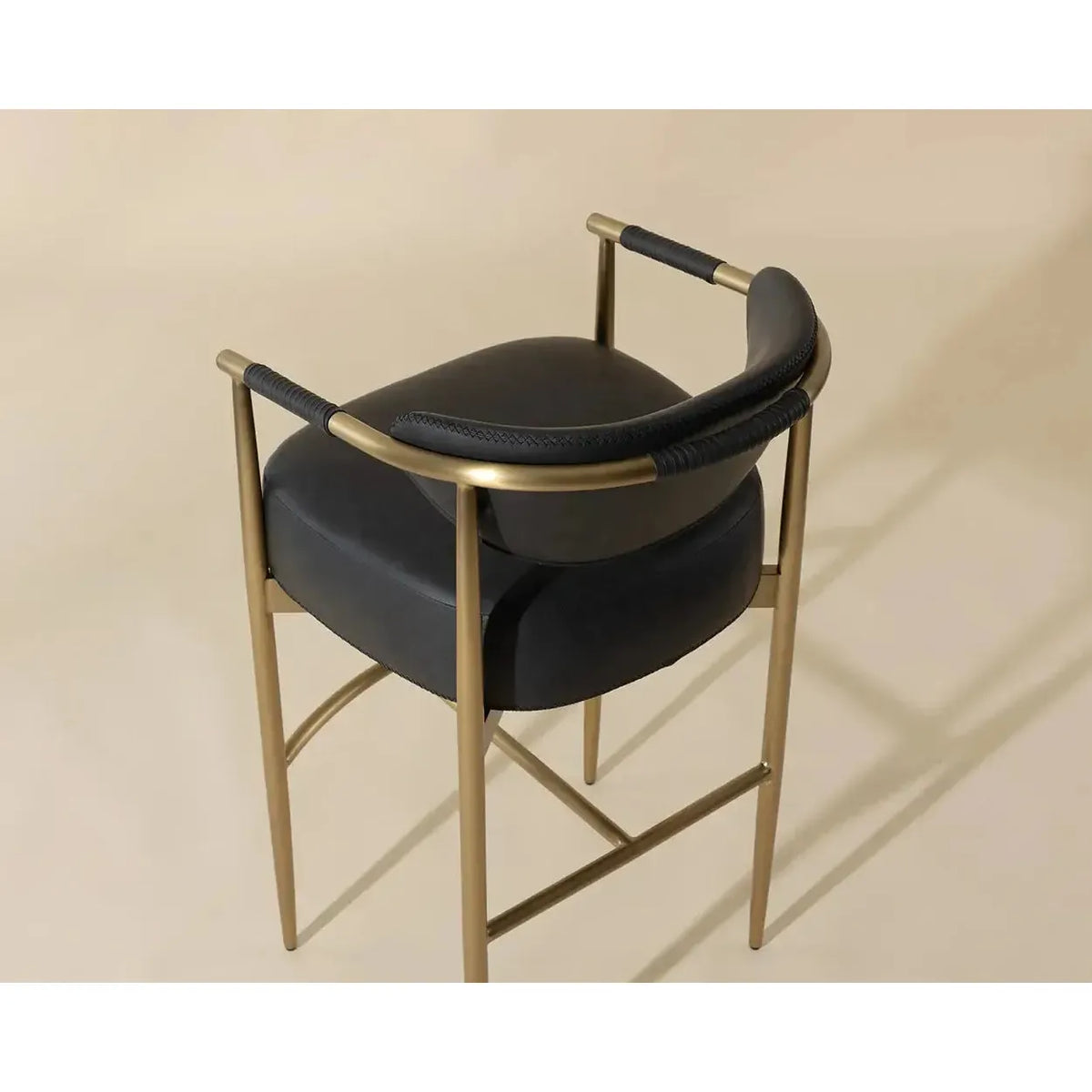 Heloise Barstool - Bravo Black - Stool Seat Detail | Bone & Brass