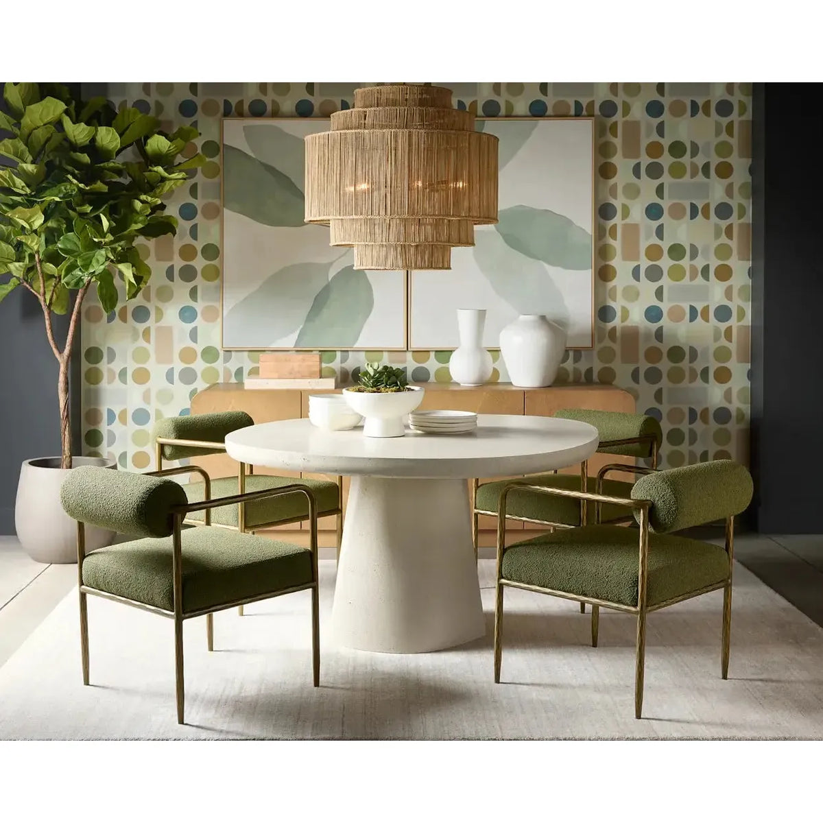 Celica Dining Table - Summer Sand - 55" - Table Side View | Bone & Brass