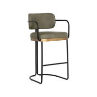 Jalen Pine Green & Brass Barstool | Bone & Brass