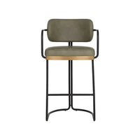 Jalen Pine Green & Brass Barstool - Stool Detail | Bone & Brass