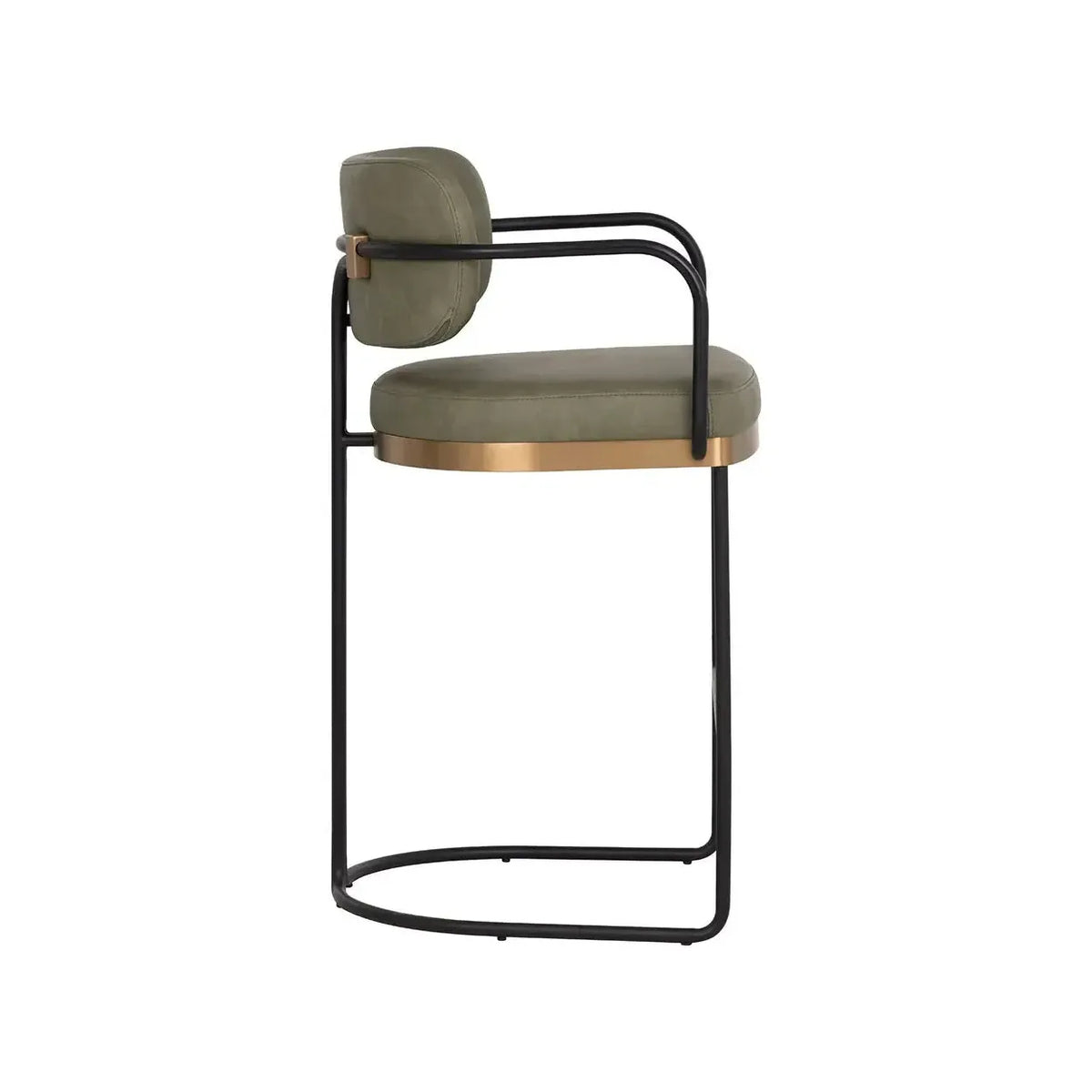 Jalen Pine Green & Brass Barstool - Stool Detail | Bone & Brass