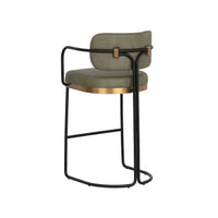 Jalen Pine Green & Brass Barstool - Stool Seat Detail | Bone & Brass