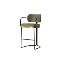 Jalen Pine Green & Brass Barstool - Stool Side View | Bone & Brass