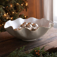 Cream & White Carola Extra Large Serving Bowl - Bowl Top View | Bone & Brass