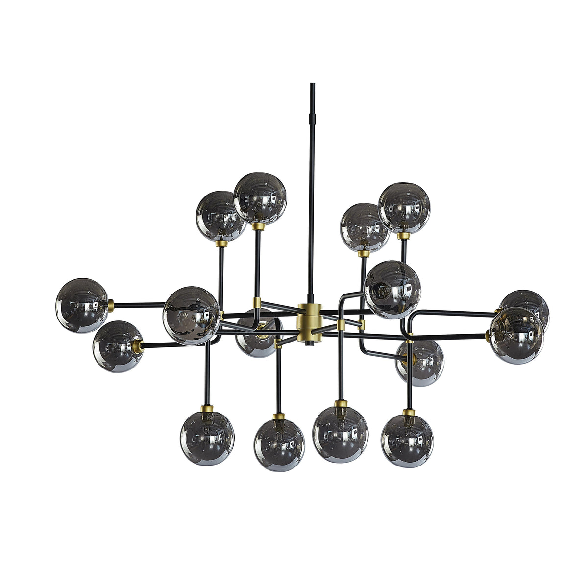 Deimos Smoke Grey Glass & Brass Chandelier - Chandelier View | Bone & Brass