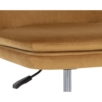 Berget Gold Sky Fabric & Matte Gold Office Chair - Chair View | Bone & Brass
