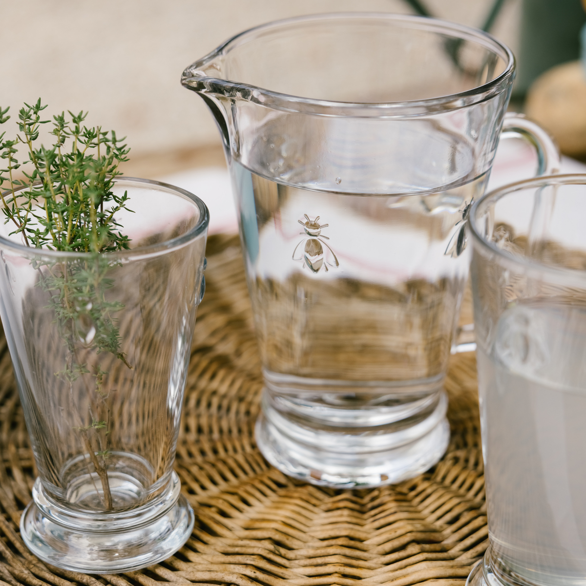 Clear Glass Bee Pitcher