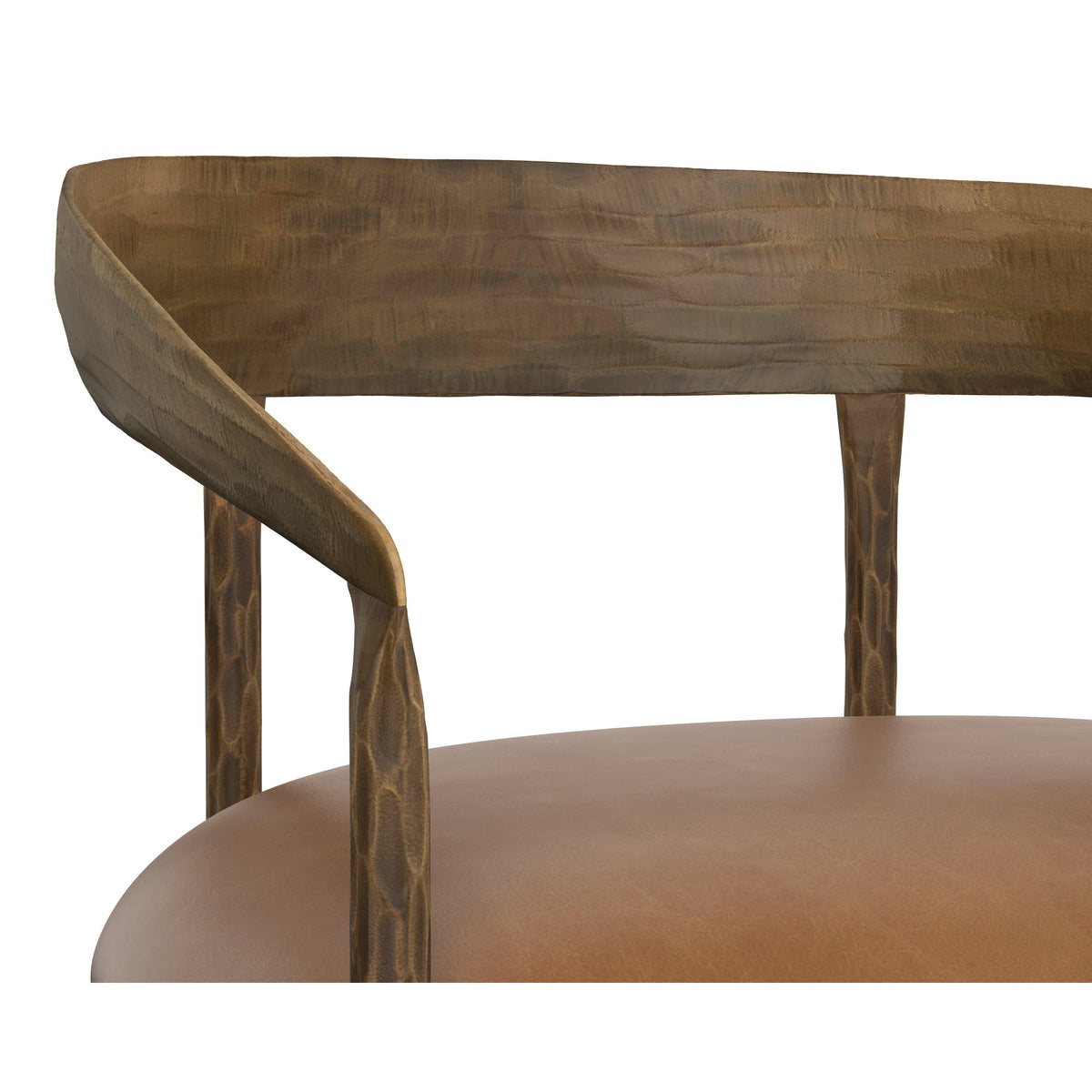 Zanatta Hammered Brass & Tan Leather Dining Armchair - Chair Detail | Bone & Brass