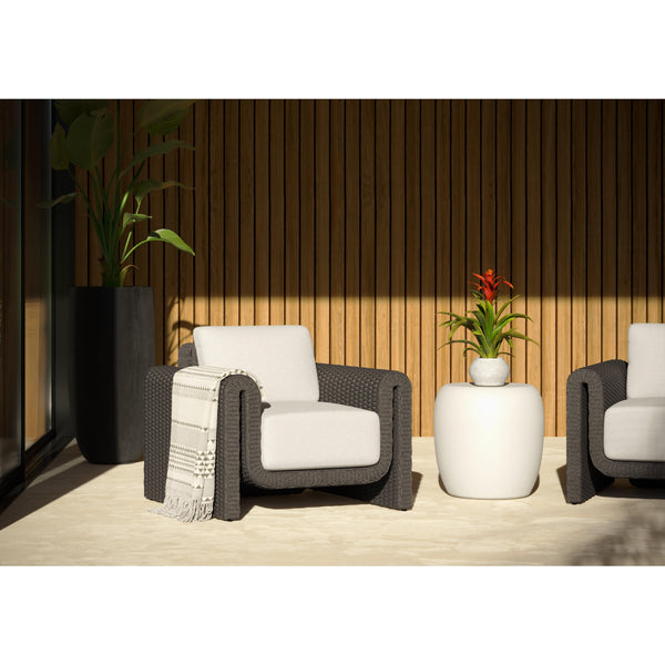 Tibi Charcoal Grey Handwoven Wicker Outdoor Lounge Chair