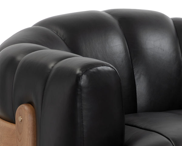 Tadeo Swivel Rustic Oak - Vintage Black Night Leather Armchair