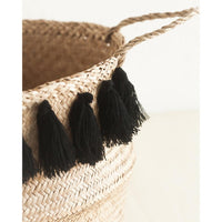 Black Tasseled Belly Baskets