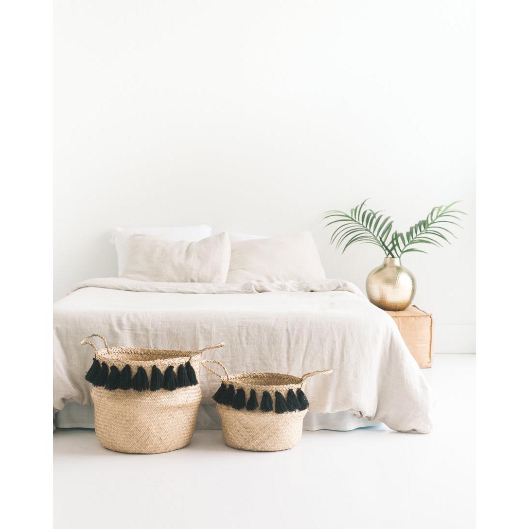 Black Tasseled Belly Baskets