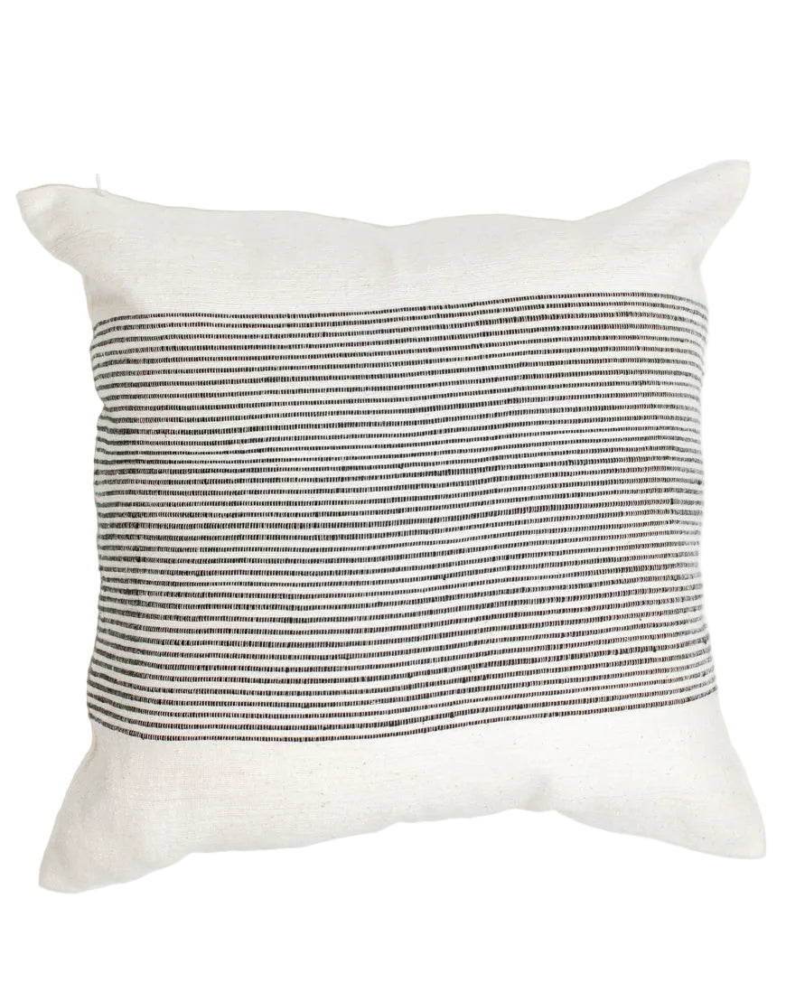 Decorative pillow with a striped pattern on a white background