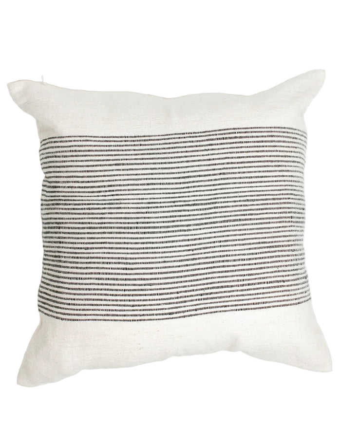 Decorative pillow with a striped pattern on a white background
