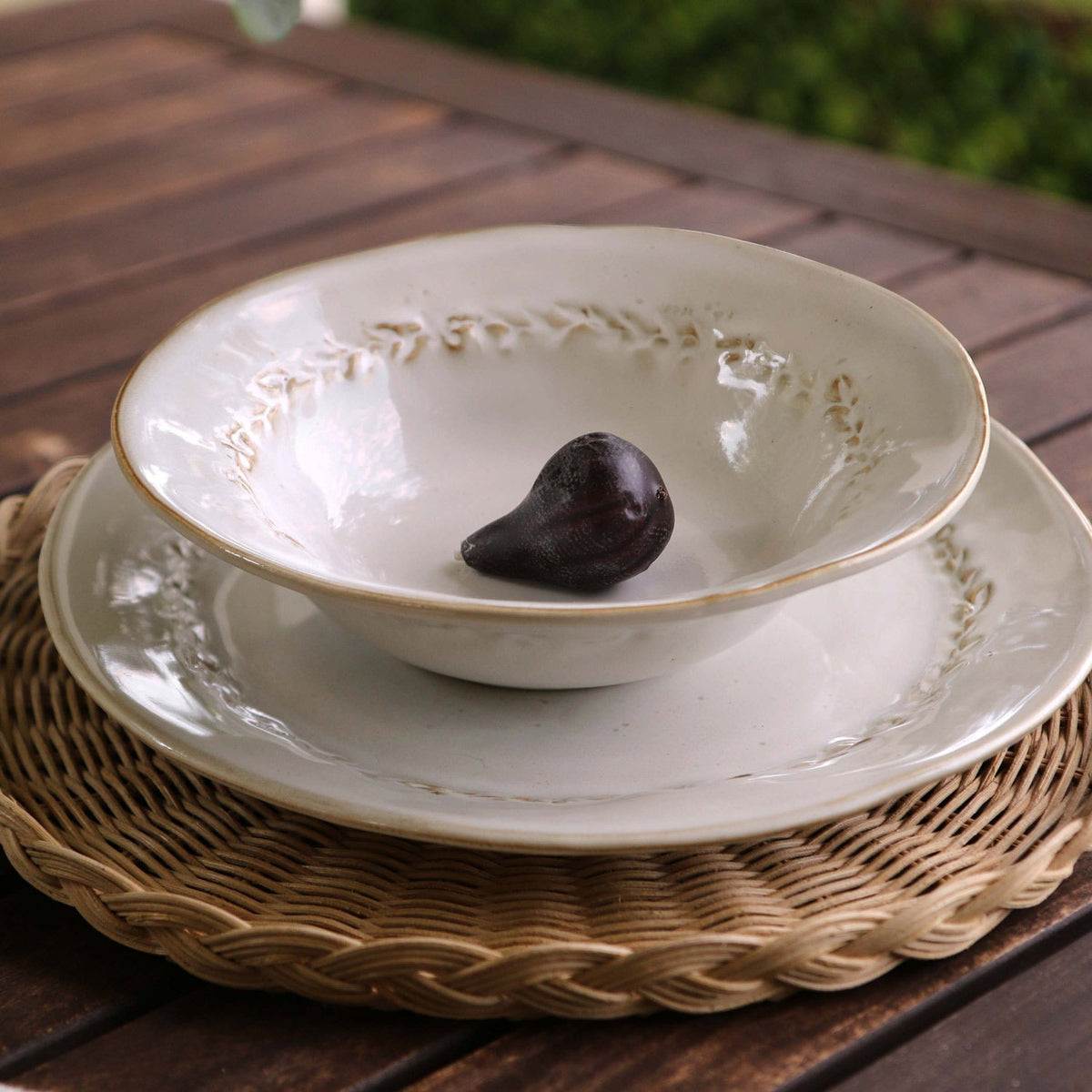 Ceramic Dusty White Valentina Soup Bowl Set of 4 - Bowl Detail | Bone & Brass