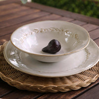 Ceramic Valentina Salad Plate Set 4 (Dusty White) - Plate Top View | Bone & Brass