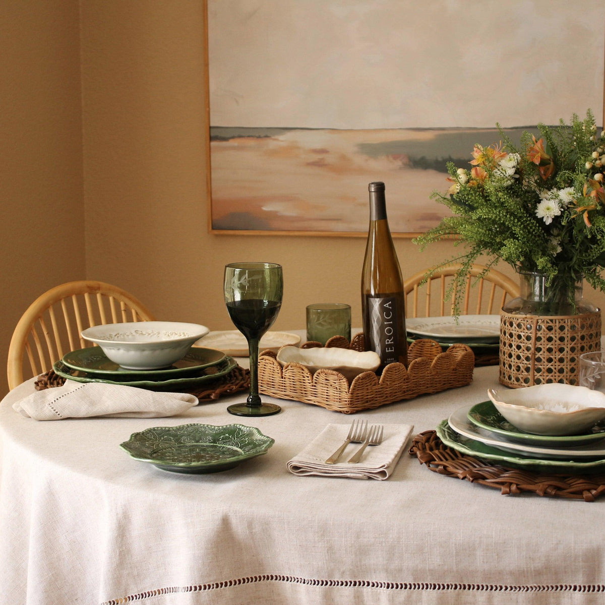Ceramic Valentina Salad Plate Set 4 (Dusty White) - Plate Side View | Bone & Brass