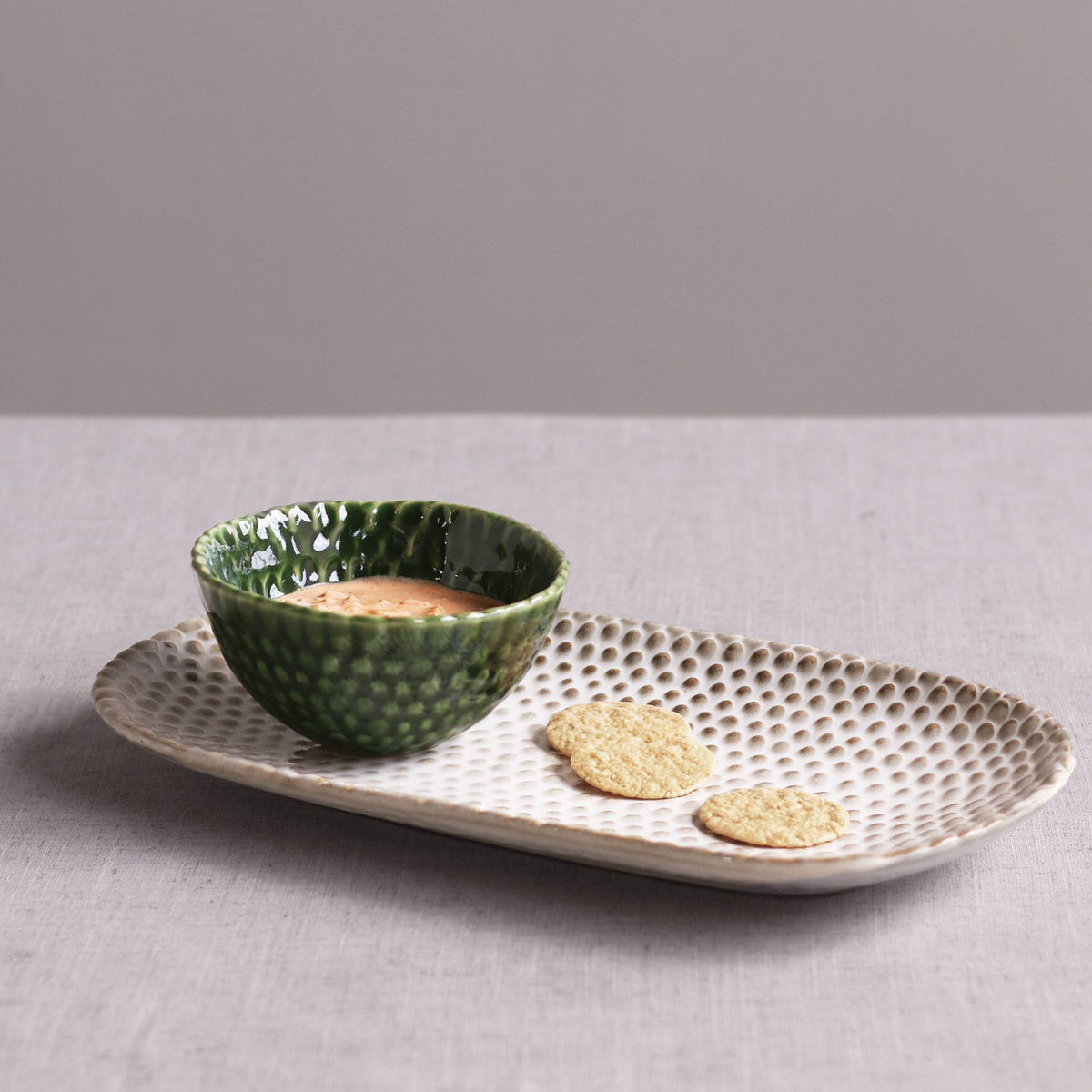 Ceramic Aurora Rectangular Platter (Dusty White)