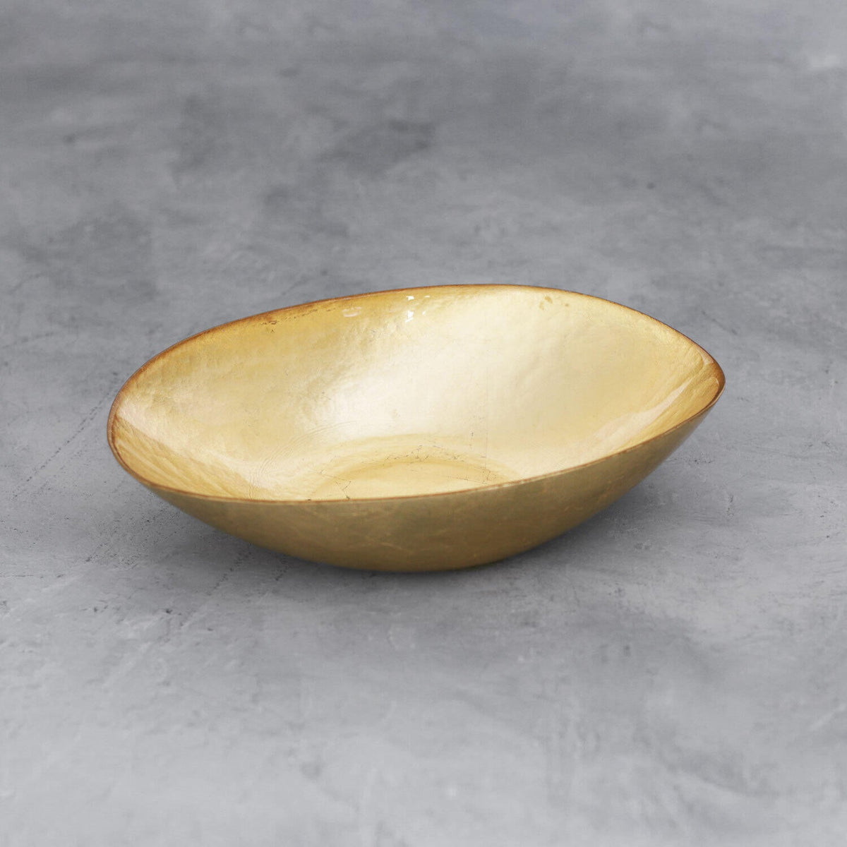Glass New Orleans Medium Oval Foil Leafing Bowl (Gold) - Bowl Side View | Bone & Brass
