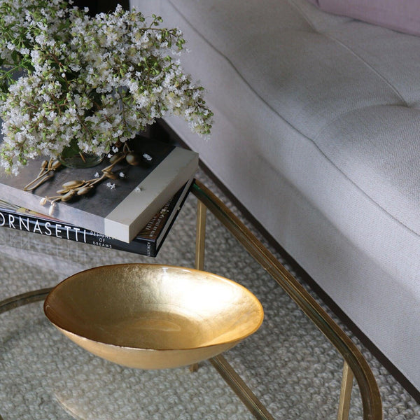 Glass New Orleans Medium Oval Foil Leafing Bowl (Gold) - Bowl Detail | Bone & Brass