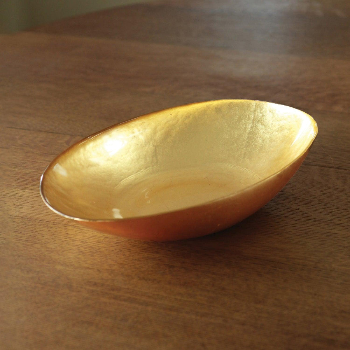 Glass New Orleans Medium Oval Foil Leafing Bowl (Gold) - Bowl Top View | Bone & Brass