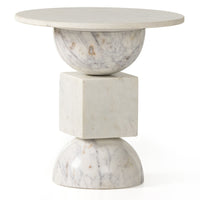 stacked white marble accent table