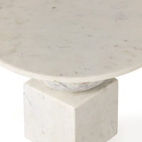 stacked white marble accent table