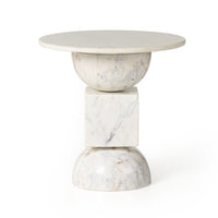 stacked white marble accent table