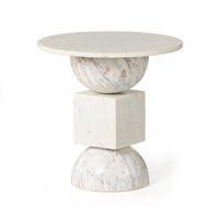 stacked white marble accent table