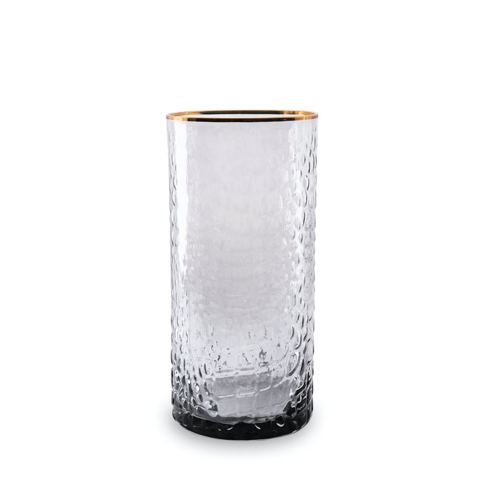 Smoke Grey Croc Highball Glass with Gold Rim Set of 4
