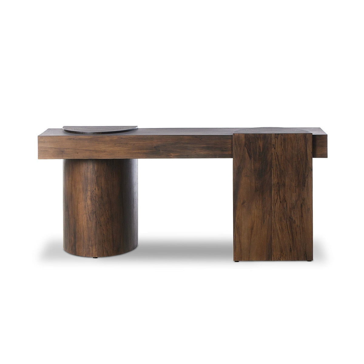 dark wood pillar style console table