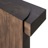 dark wood pillar style console table