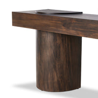 dark wood pillar style console table